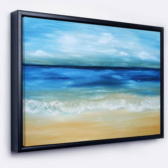 Designart - Warm Tropical Sea and Beach - Seascape Framed Canvas Art Print